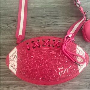 Betsey Johnson Fuchsia Football Crossbody Bag